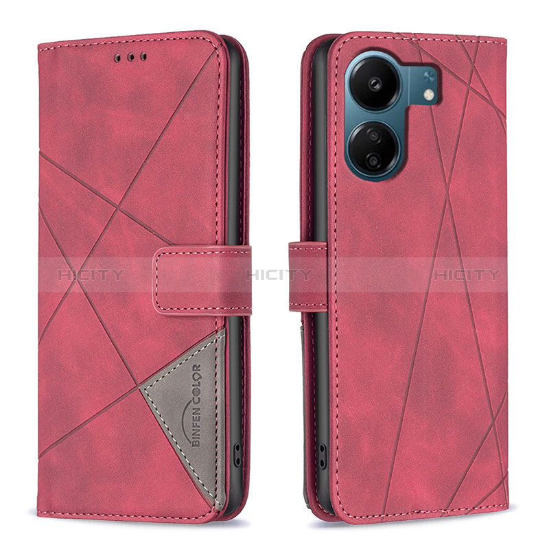 Handytasche Stand Schutzhülle Flip Leder Hülle B08F für Xiaomi Poco C65 Rot Plus