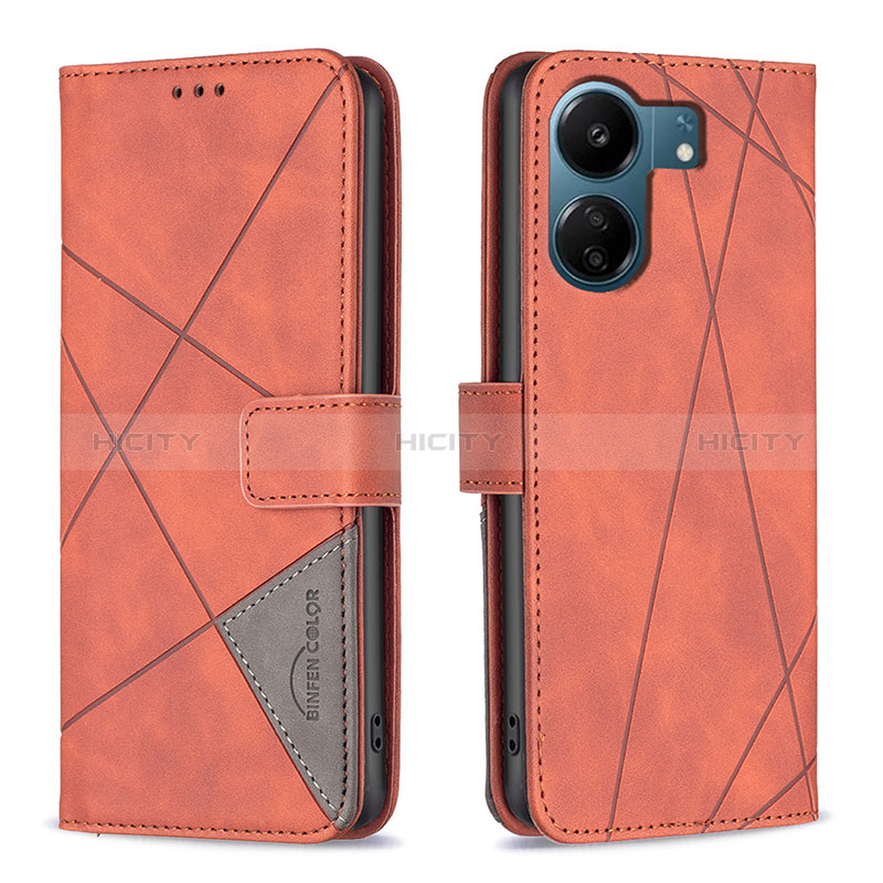 Handytasche Stand Schutzhülle Flip Leder Hülle B08F für Xiaomi Redmi 13C Orange