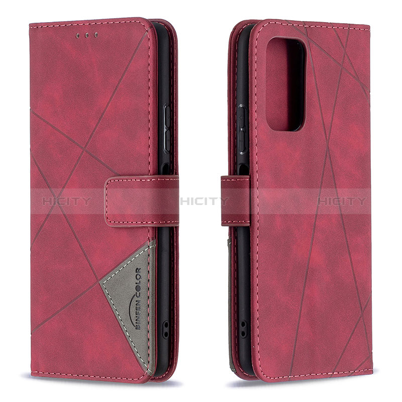 Handytasche Stand Schutzhülle Flip Leder Hülle B08F für Xiaomi Redmi Note 10 Pro 4G Rot Plus