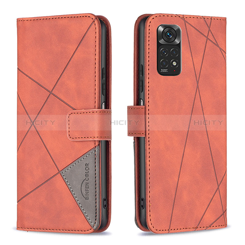 Handytasche Stand Schutzhülle Flip Leder Hülle B08F für Xiaomi Redmi Note 11 4G (2022) Orange Plus