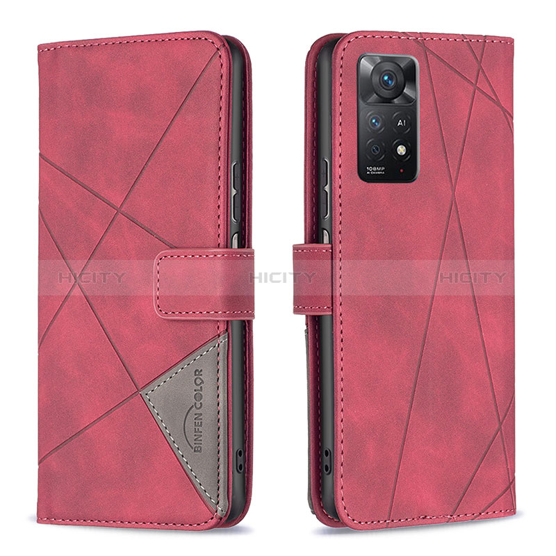 Handytasche Stand Schutzhülle Flip Leder Hülle B08F für Xiaomi Redmi Note 11 Pro 5G Rot Plus