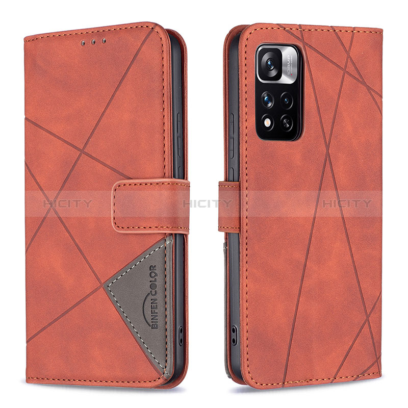 Handytasche Stand Schutzhülle Flip Leder Hülle B08F für Xiaomi Redmi Note 11 Pro+ Plus 5G Orange Plus