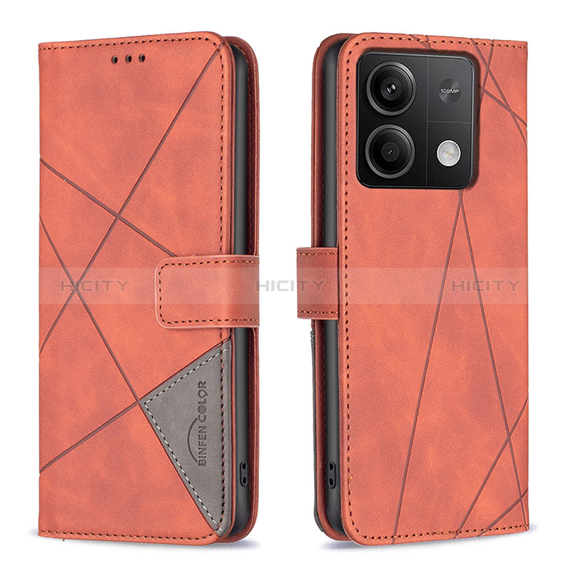 Handytasche Stand Schutzhülle Flip Leder Hülle B08F für Xiaomi Redmi Note 13 5G Orange Plus