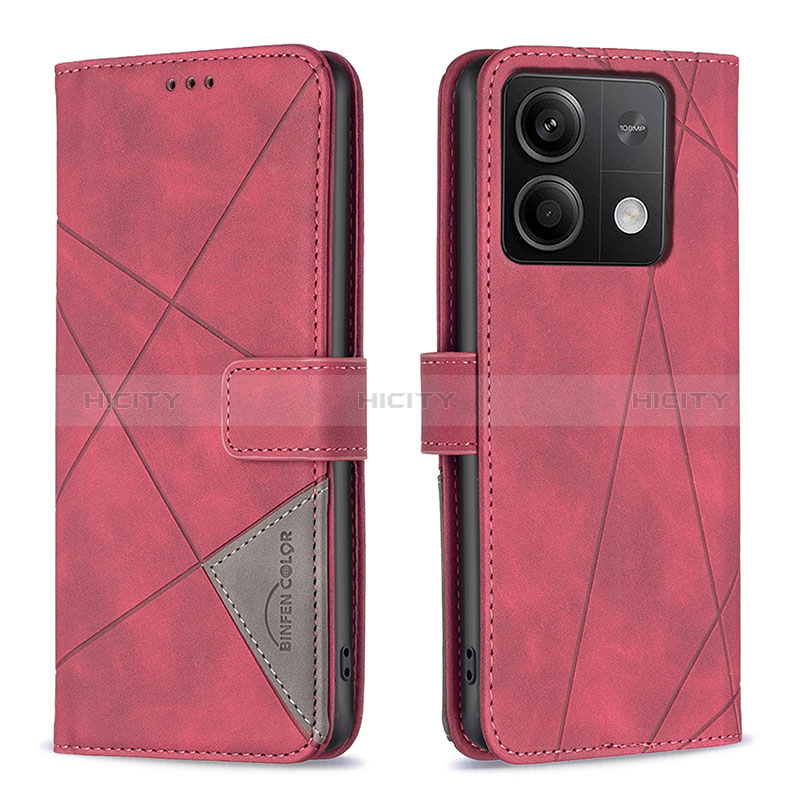 Handytasche Stand Schutzhülle Flip Leder Hülle B08F für Xiaomi Redmi Note 13 5G Rot Plus