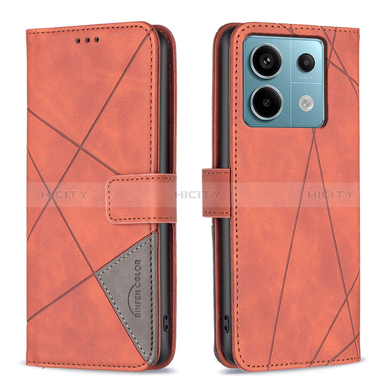 Handytasche Stand Schutzhülle Flip Leder Hülle B08F für Xiaomi Redmi Note 13 Pro 5G Orange Plus