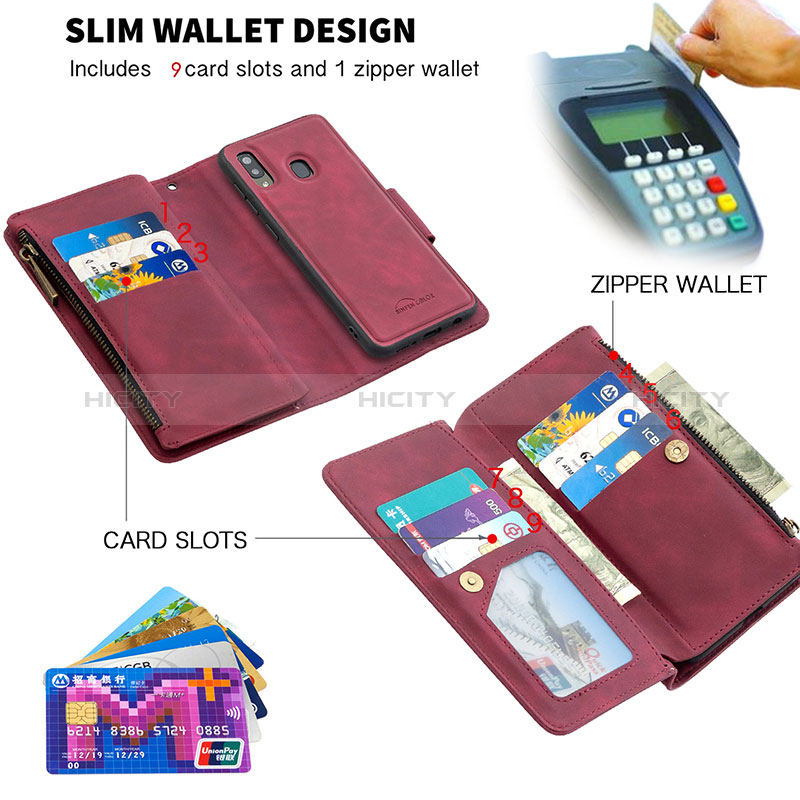 Handytasche Stand Schutzhülle Flip Leder Hülle B09F für Samsung Galaxy A20 groß