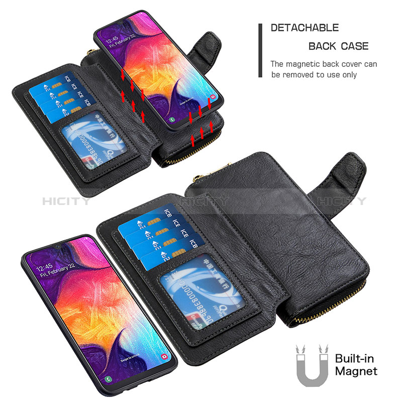 Handytasche Stand Schutzhülle Flip Leder Hülle B10F für Samsung Galaxy A30S groß