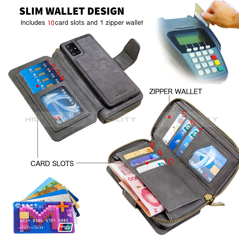 Handytasche Stand Schutzhülle Flip Leder Hülle B10F für Samsung Galaxy A71 4G A715 groß