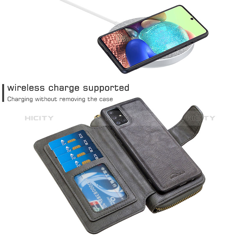 Handytasche Stand Schutzhülle Flip Leder Hülle B10F für Samsung Galaxy A71 5G groß