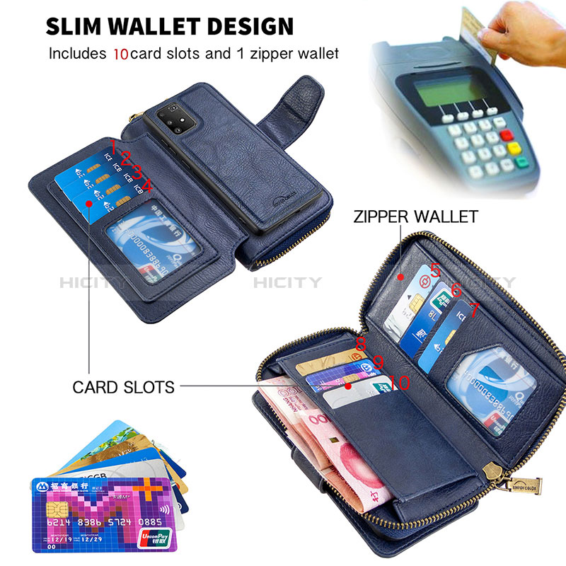 Handytasche Stand Schutzhülle Flip Leder Hülle B10F für Samsung Galaxy A91 groß