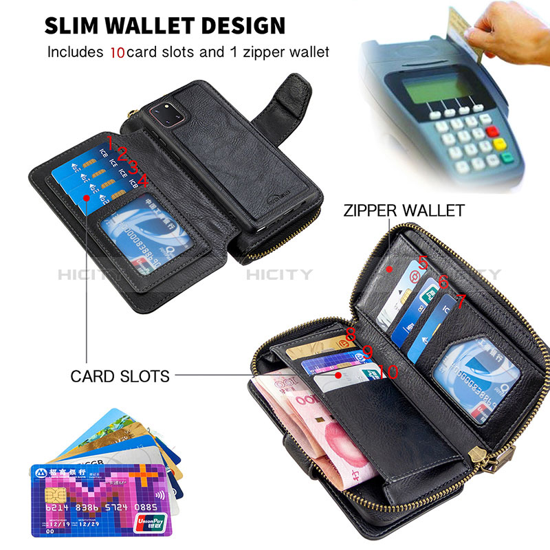 Handytasche Stand Schutzhülle Flip Leder Hülle B10F für Samsung Galaxy Note 10 Lite