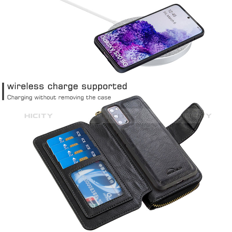 Handytasche Stand Schutzhülle Flip Leder Hülle B10F für Samsung Galaxy S20 Plus 5G groß