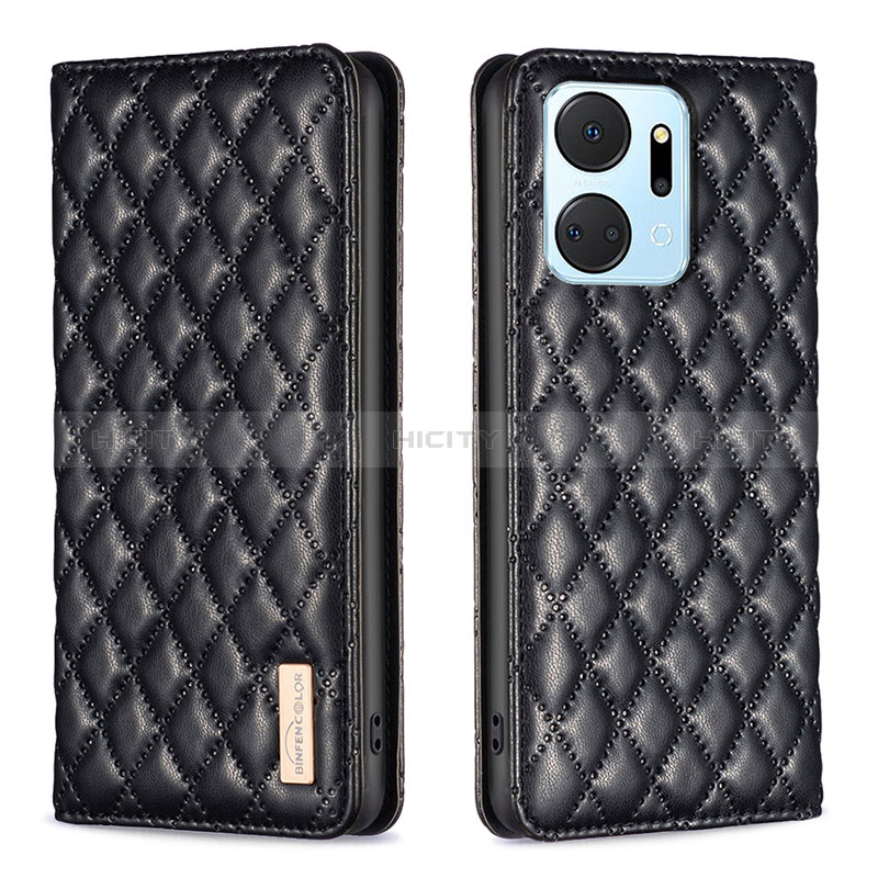 Handytasche Stand Schutzhülle Flip Leder Hülle B11F für Huawei Honor X7a Schwarz