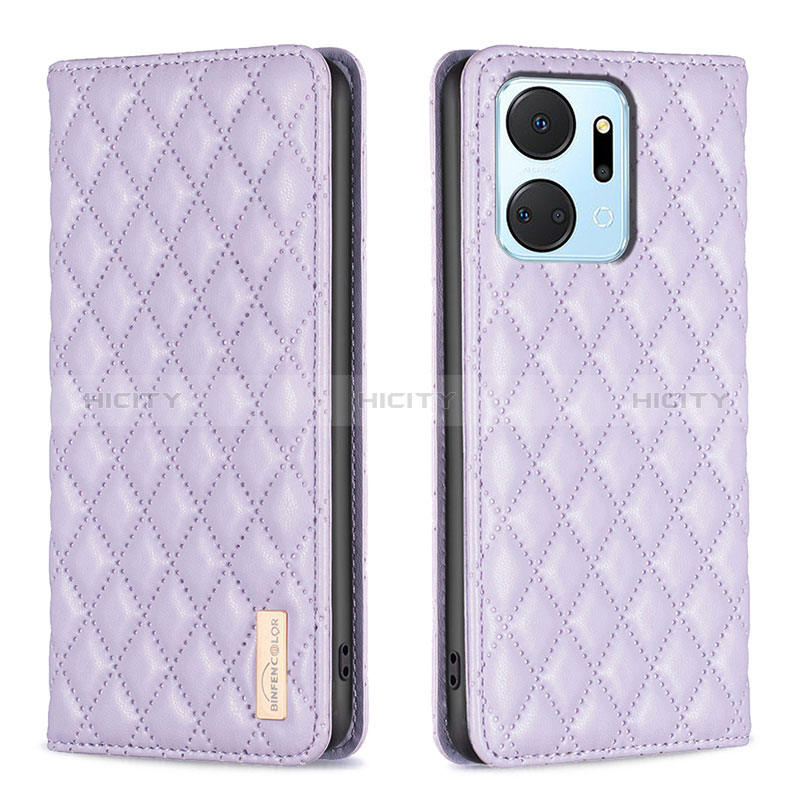 Handytasche Stand Schutzhülle Flip Leder Hülle B11F für Huawei Honor X7a Violett