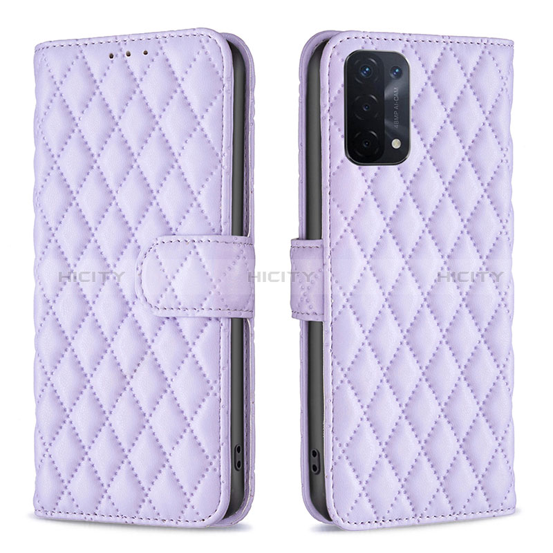 Handytasche Stand Schutzhülle Flip Leder Hülle B11F für Oppo A54 5G Violett Plus