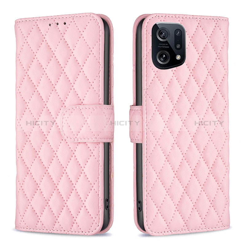 Handytasche Stand Schutzhülle Flip Leder Hülle B11F für Oppo Find X5 5G Rosegold Plus