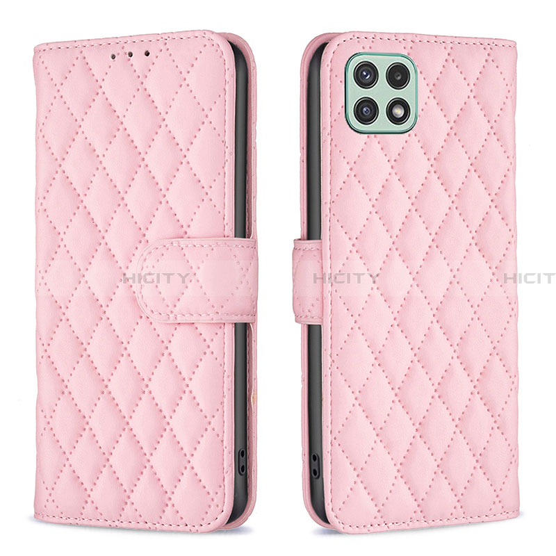 Handytasche Stand Schutzhülle Flip Leder Hülle B11F für Samsung Galaxy A22 5G Rosegold