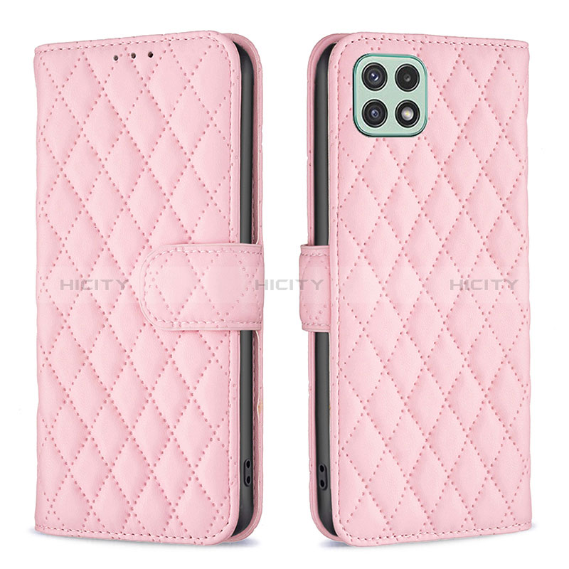 Handytasche Stand Schutzhülle Flip Leder Hülle B11F für Samsung Galaxy A22s 5G Rosegold