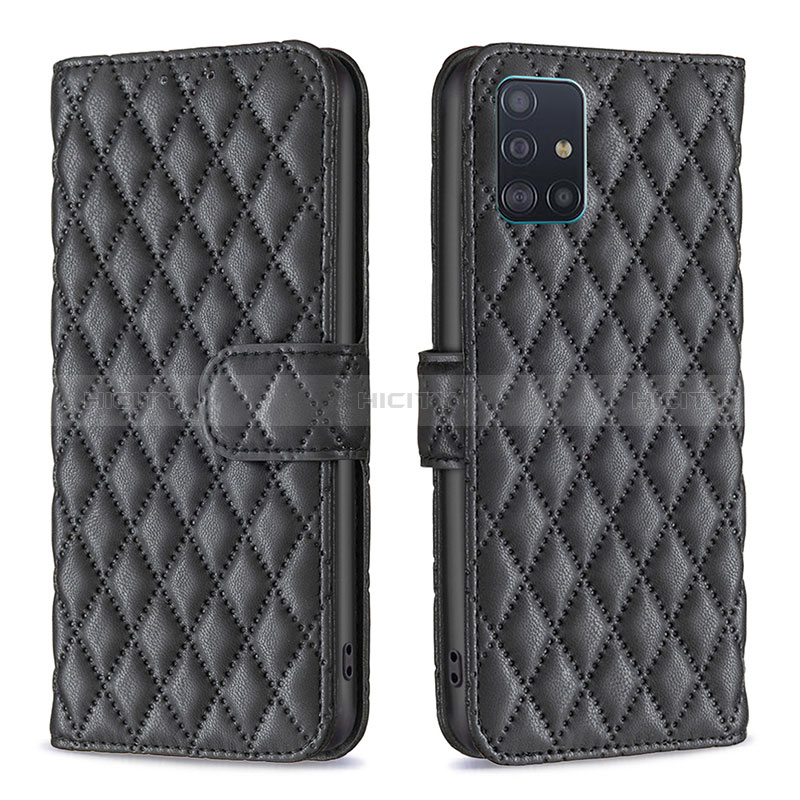 Handytasche Stand Schutzhülle Flip Leder Hülle B11F für Samsung Galaxy A51 5G Schwarz Plus