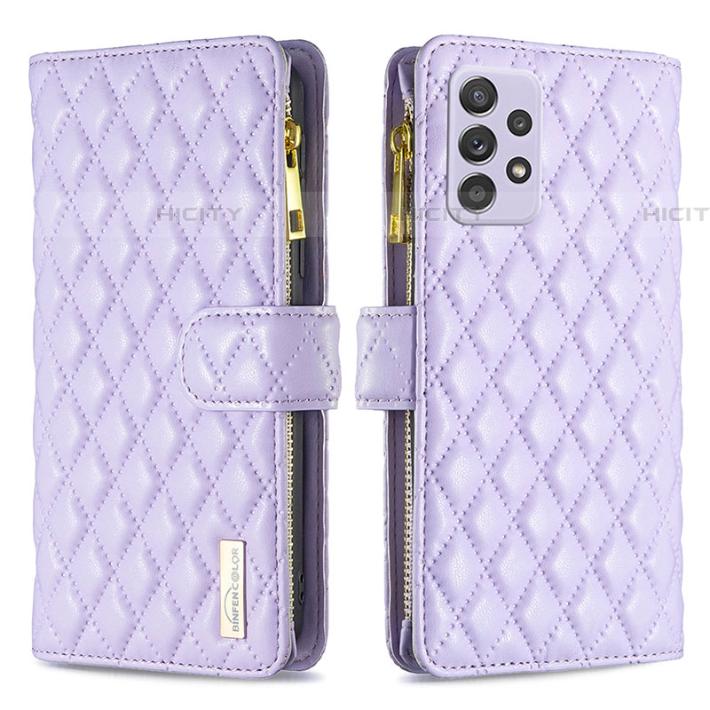 Handytasche Stand Schutzhülle Flip Leder Hülle B11F für Samsung Galaxy A52 4G Violett Plus