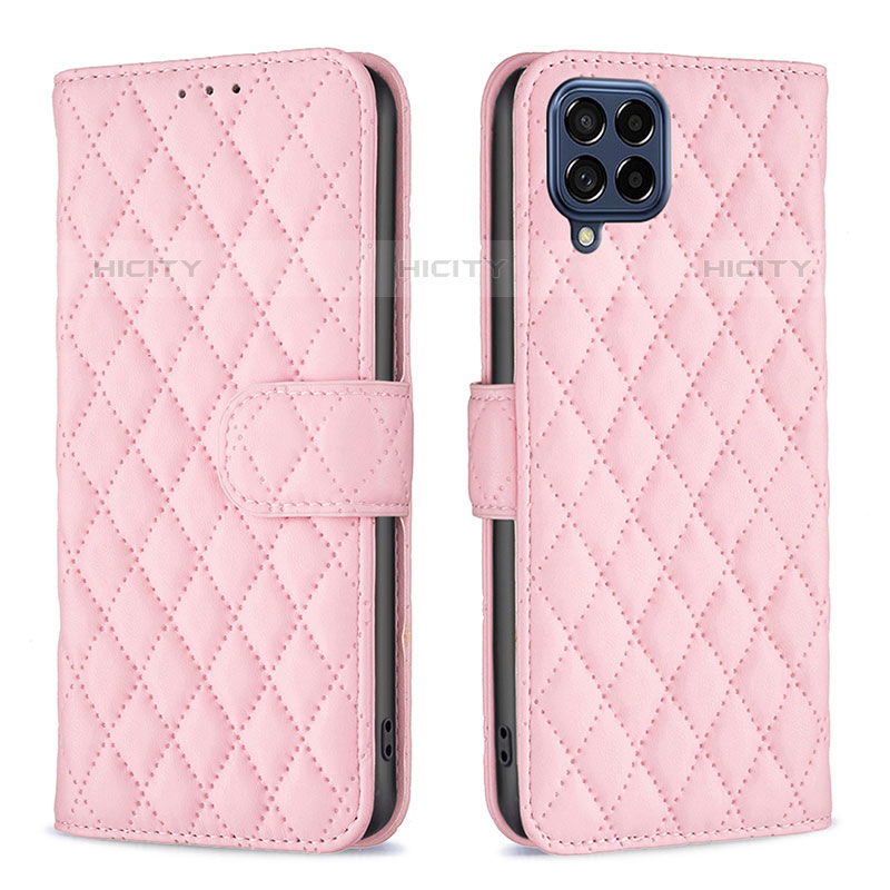 Handytasche Stand Schutzhülle Flip Leder Hülle B11F für Samsung Galaxy M53 5G Rosegold