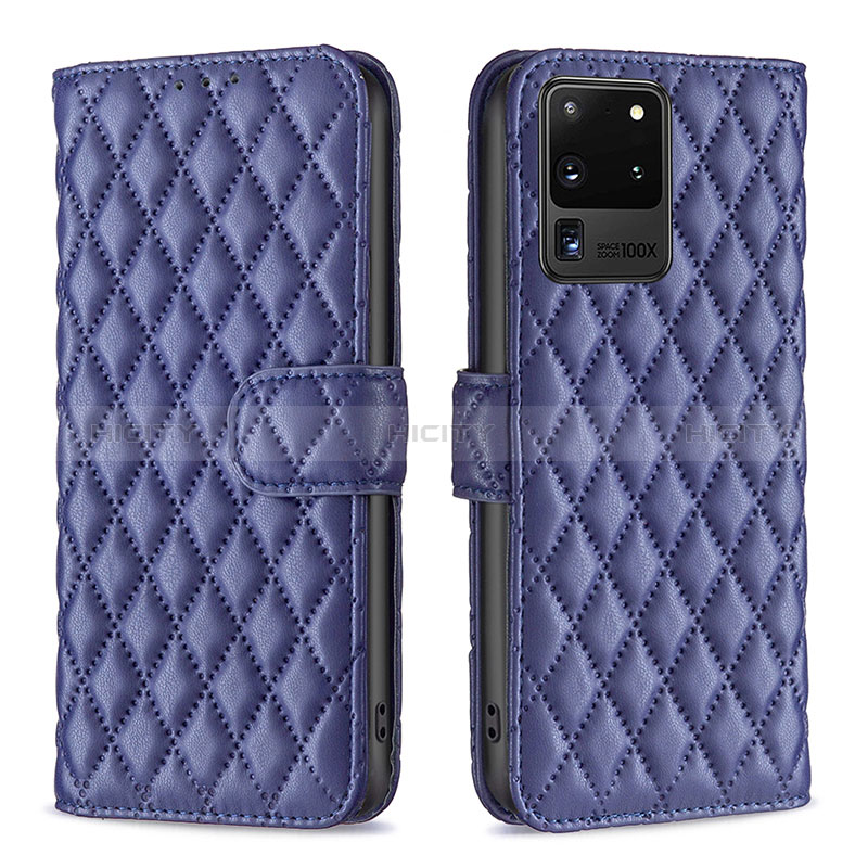 Handytasche Stand Schutzhülle Flip Leder Hülle B11F für Samsung Galaxy S20 Ultra 5G Blau Plus