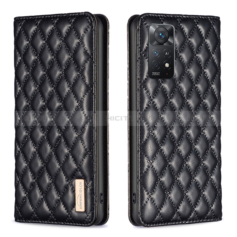 Handytasche Stand Schutzhülle Flip Leder Hülle B11F für Xiaomi Redmi Note 11 Pro 4G Schwarz Plus