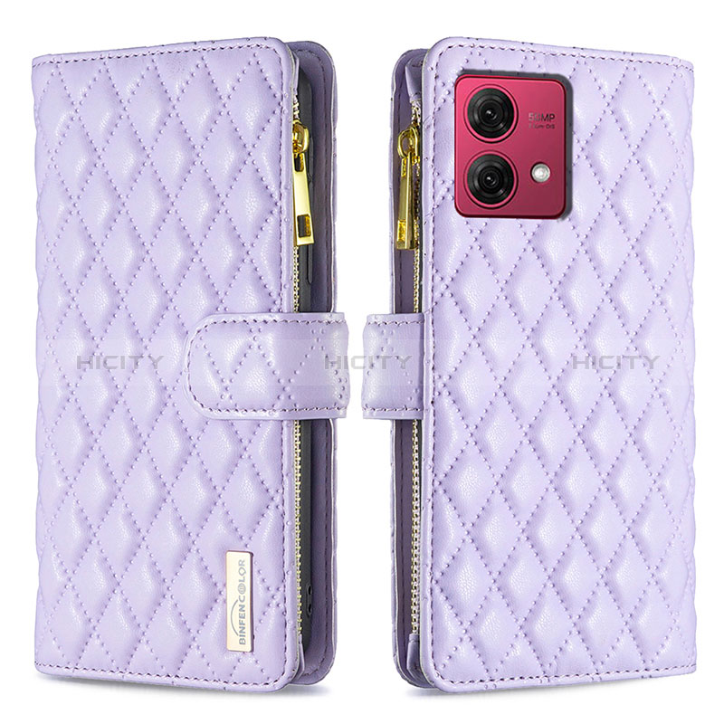 Handytasche Stand Schutzhülle Flip Leder Hülle B12F für Motorola Moto G84 5G Violett