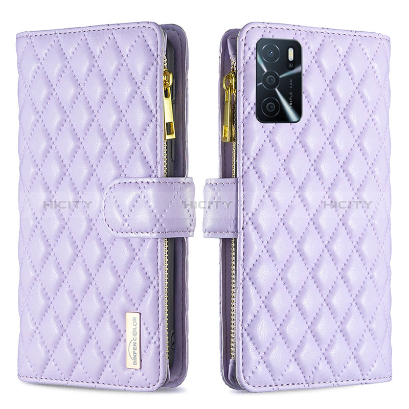 Handytasche Stand Schutzhülle Flip Leder Hülle B12F für Oppo A16 Violett Plus