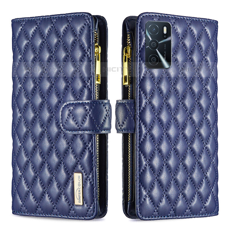 Handytasche Stand Schutzhülle Flip Leder Hülle B12F für Oppo A16s Blau Plus