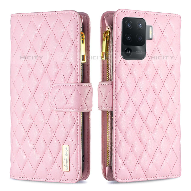 Handytasche Stand Schutzhülle Flip Leder Hülle B12F für Oppo A94 4G Rosegold