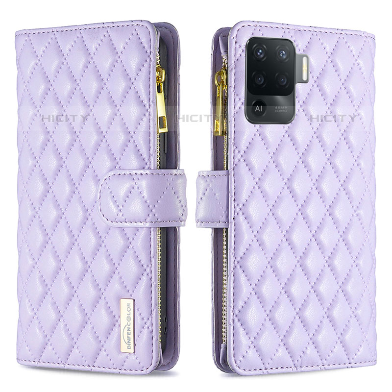 Handytasche Stand Schutzhülle Flip Leder Hülle B12F für Oppo A94 4G Violett