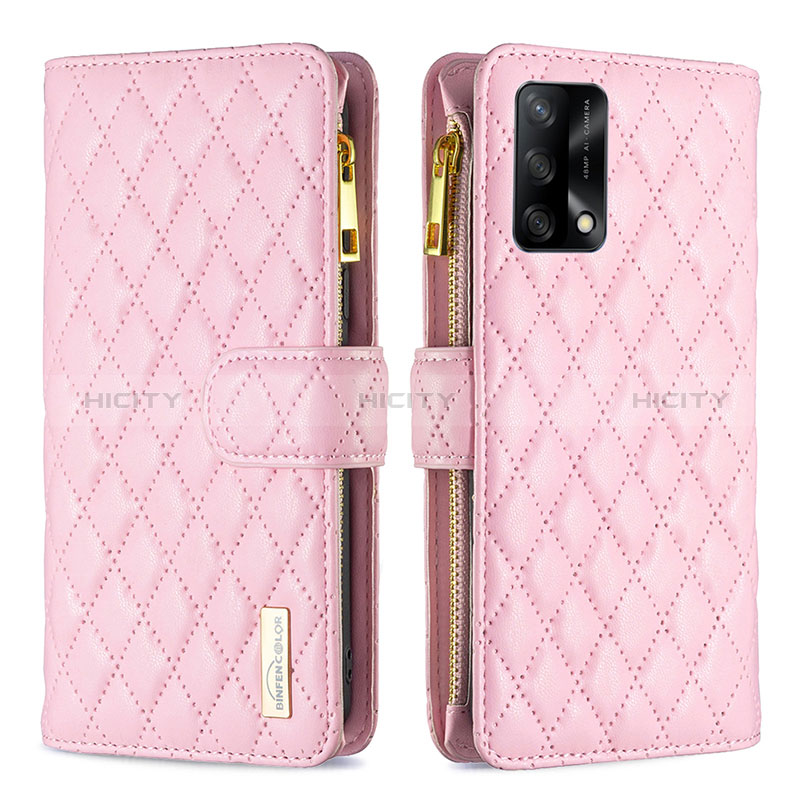 Handytasche Stand Schutzhülle Flip Leder Hülle B12F für Oppo A95 4G Rosegold