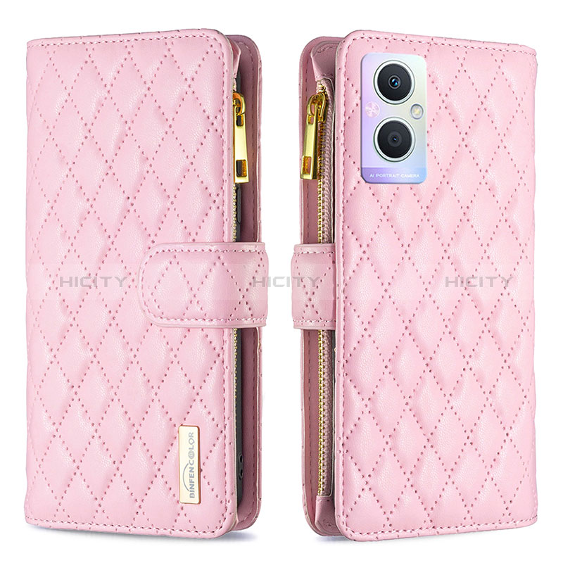 Handytasche Stand Schutzhülle Flip Leder Hülle B12F für Oppo A96 5G Rosegold Plus