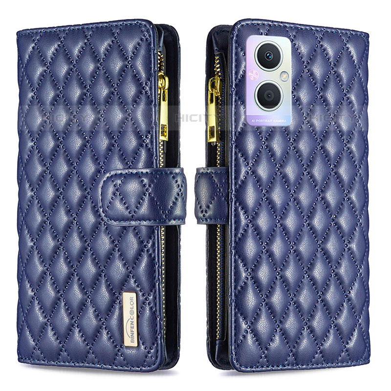 Handytasche Stand Schutzhülle Flip Leder Hülle B12F für Oppo F21 Pro 5G Blau