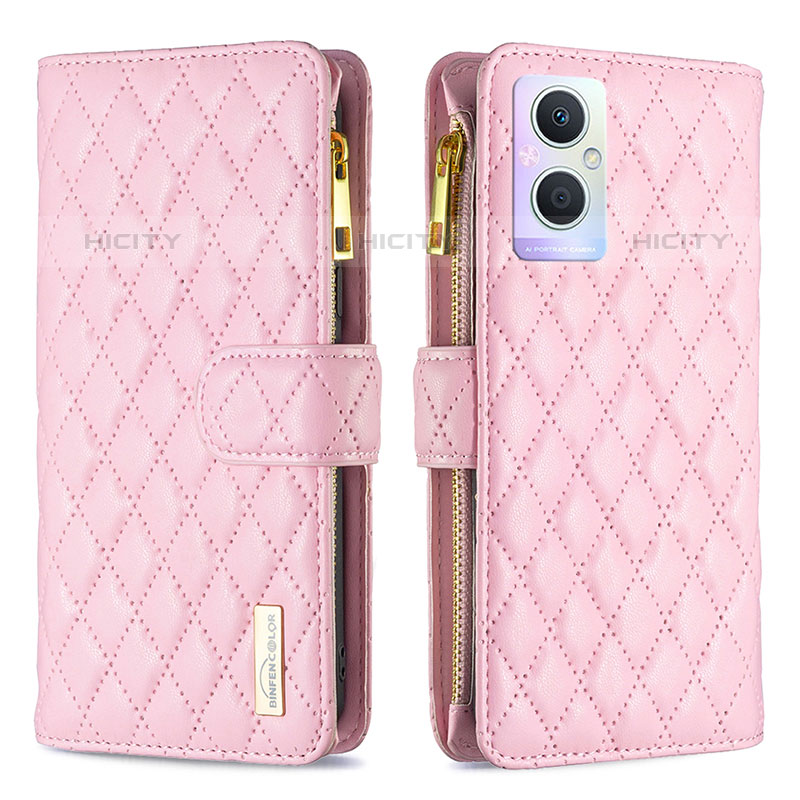 Handytasche Stand Schutzhülle Flip Leder Hülle B12F für Oppo F21 Pro 5G Rosegold