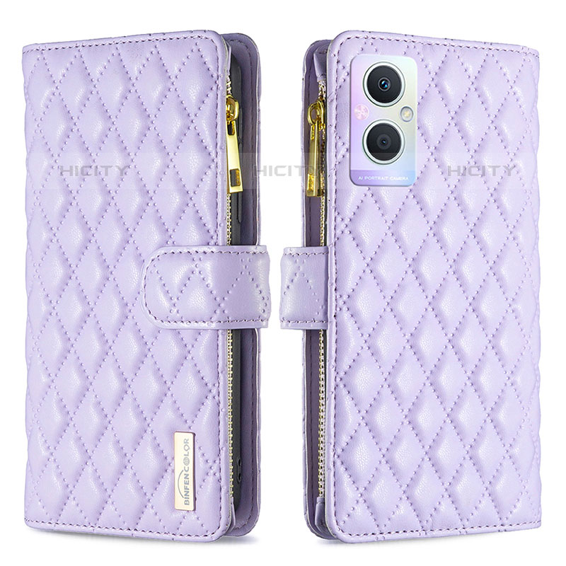 Handytasche Stand Schutzhülle Flip Leder Hülle B12F für Oppo Reno7 Lite 5G Violett Plus