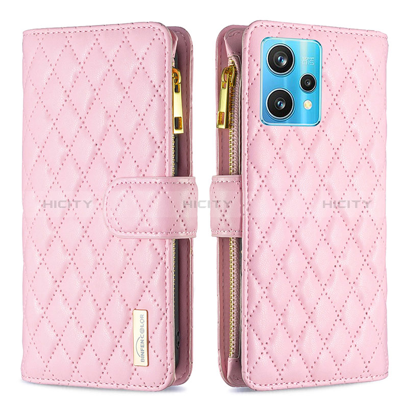 Handytasche Stand Schutzhülle Flip Leder Hülle B12F für Realme 9 4G Rosegold