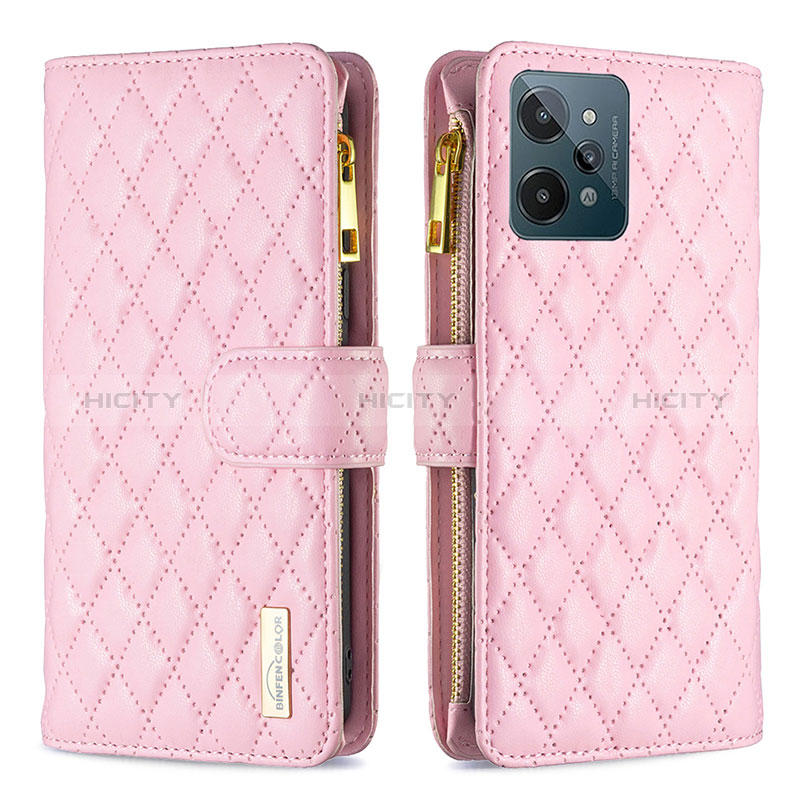 Handytasche Stand Schutzhülle Flip Leder Hülle B12F für Realme C31 Rosegold