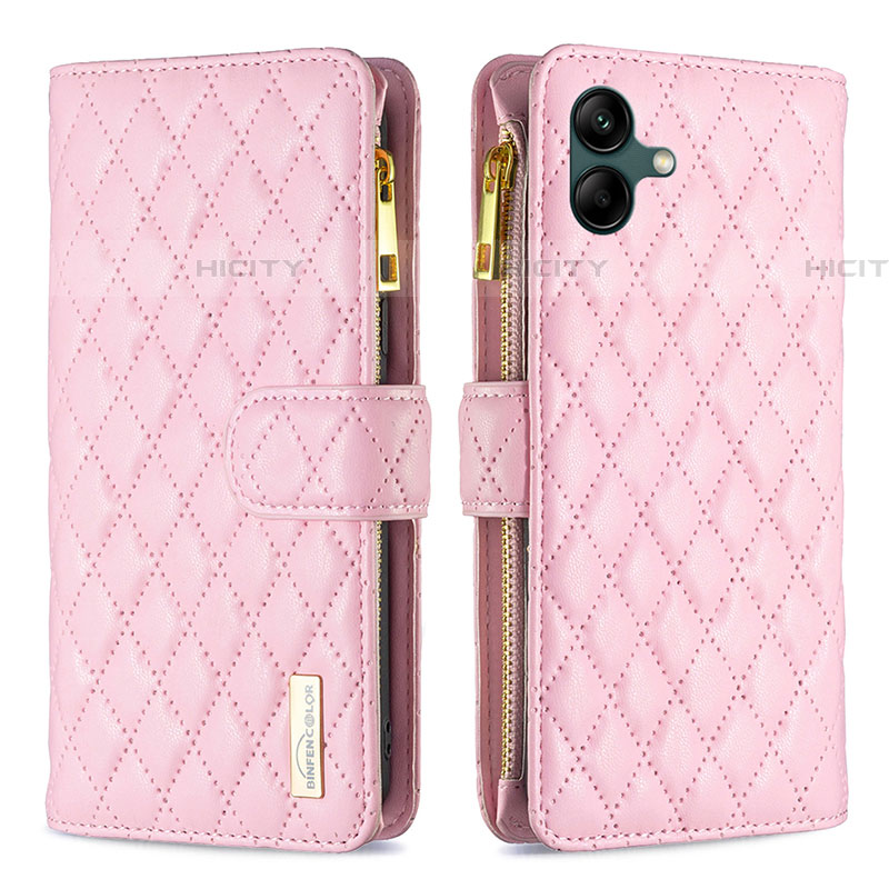 Handytasche Stand Schutzhülle Flip Leder Hülle B12F für Samsung Galaxy A04E Rosegold Plus