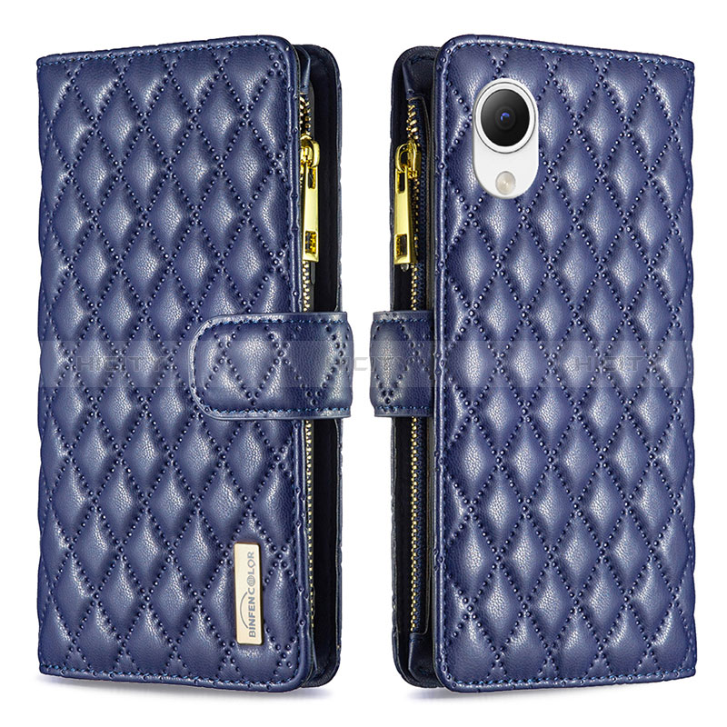 Handytasche Stand Schutzhülle Flip Leder Hülle B12F für Samsung Galaxy A23e 5G Blau