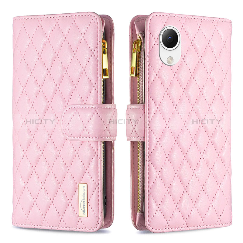 Handytasche Stand Schutzhülle Flip Leder Hülle B12F für Samsung Galaxy A23e 5G Rosegold Plus