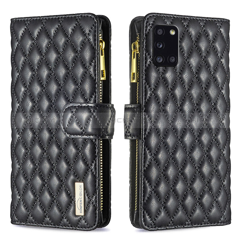 Handytasche Stand Schutzhülle Flip Leder Hülle B12F für Samsung Galaxy A31 Schwarz Plus