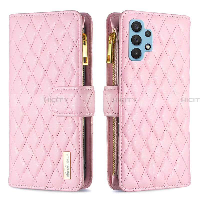 Handytasche Stand Schutzhülle Flip Leder Hülle B12F für Samsung Galaxy A32 4G Rosegold Plus