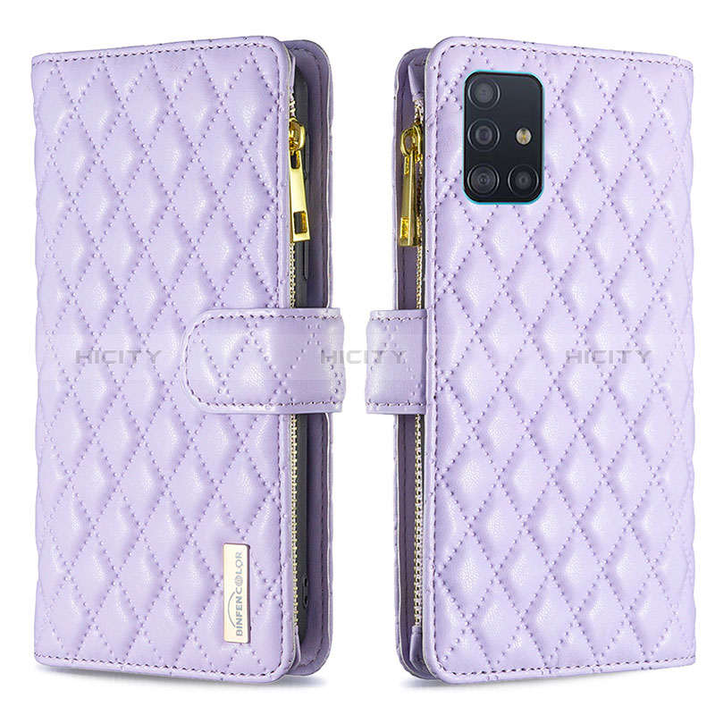 Handytasche Stand Schutzhülle Flip Leder Hülle B12F für Samsung Galaxy A51 4G Violett