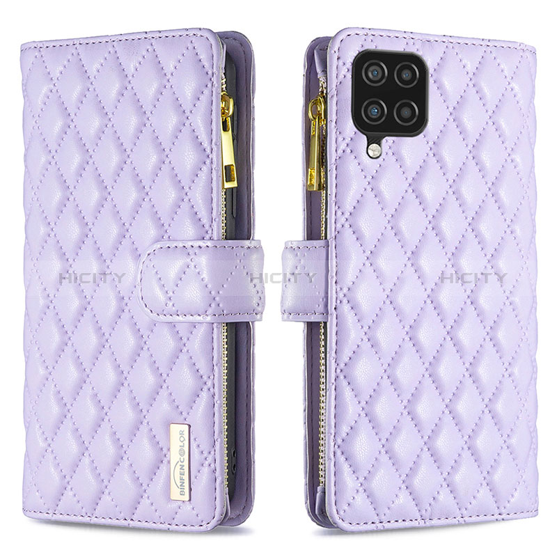 Handytasche Stand Schutzhülle Flip Leder Hülle B12F für Samsung Galaxy F12 Violett