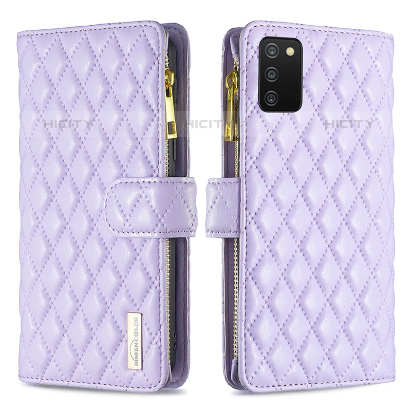 Handytasche Stand Schutzhülle Flip Leder Hülle B12F für Samsung Galaxy M02s Violett Plus