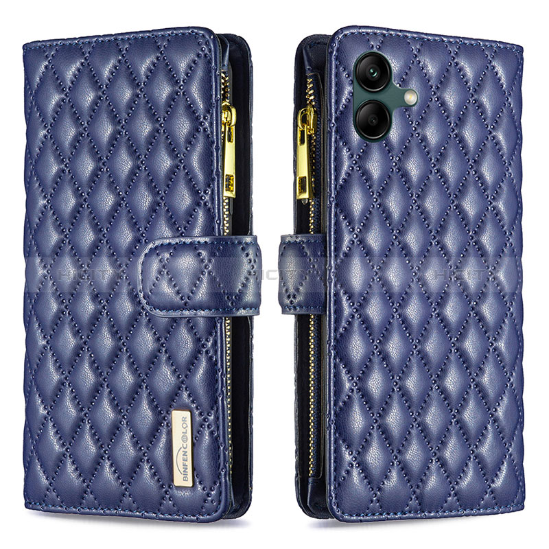 Handytasche Stand Schutzhülle Flip Leder Hülle B12F für Samsung Galaxy M04 Blau