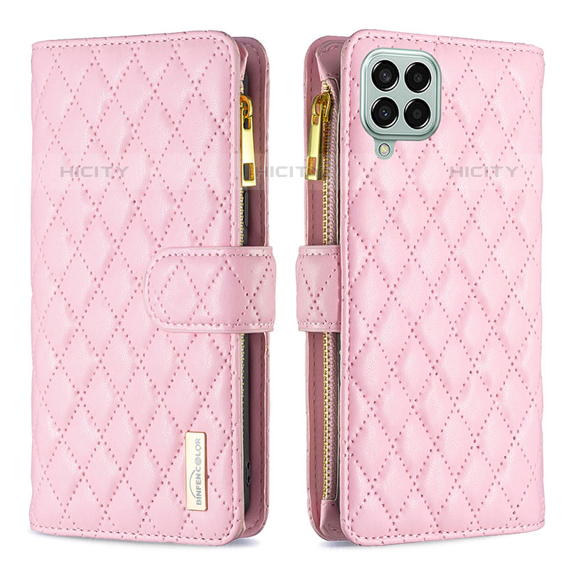 Handytasche Stand Schutzhülle Flip Leder Hülle B12F für Samsung Galaxy M33 5G Rosegold