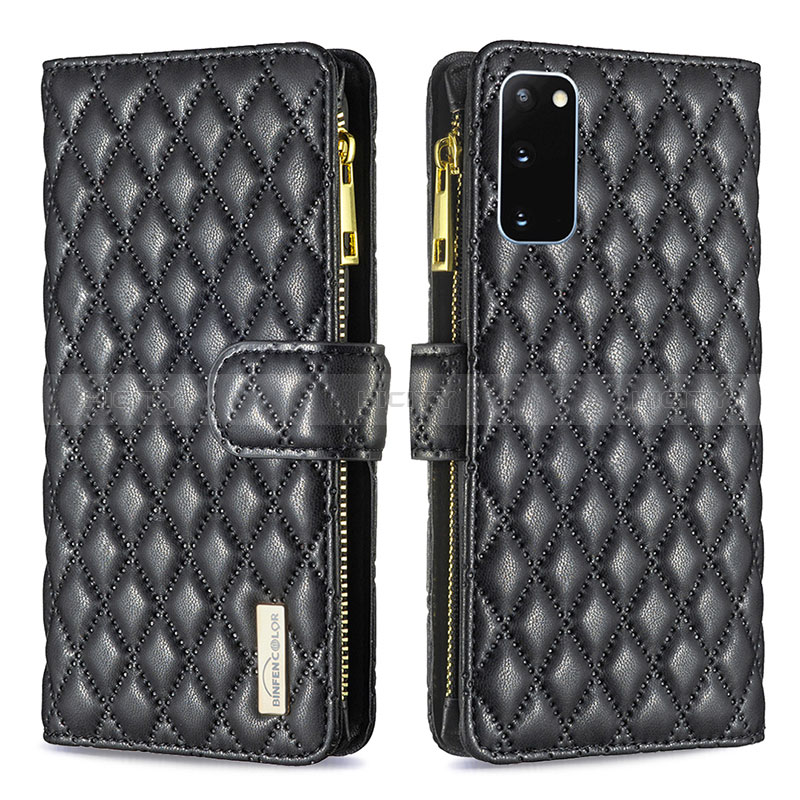 Handytasche Stand Schutzhülle Flip Leder Hülle B12F für Samsung Galaxy S20 5G Schwarz